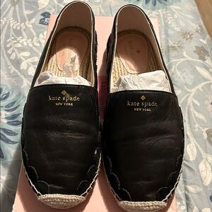 Kate Spade Black Leather Espadrilles